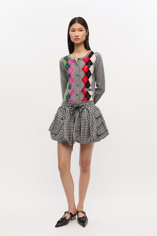 Check Mini Bubble Skirt