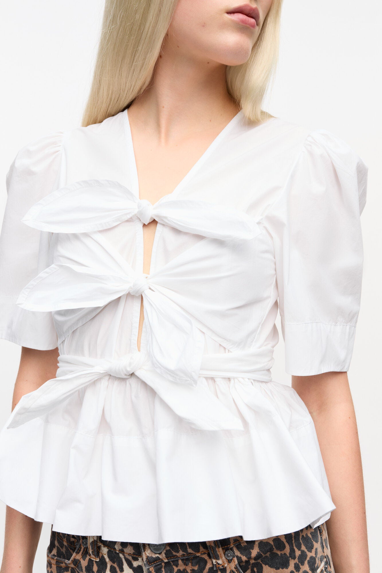 Cotton Tie Strap Blouse