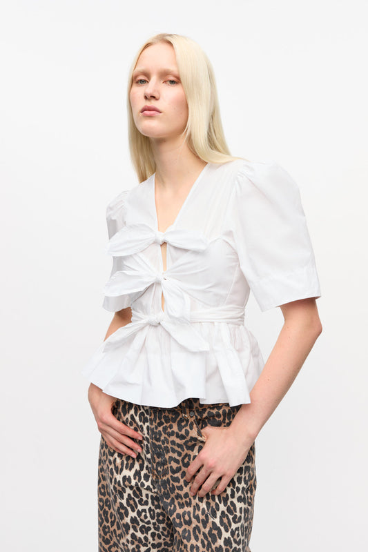 Cotton Tie Strap Blouse