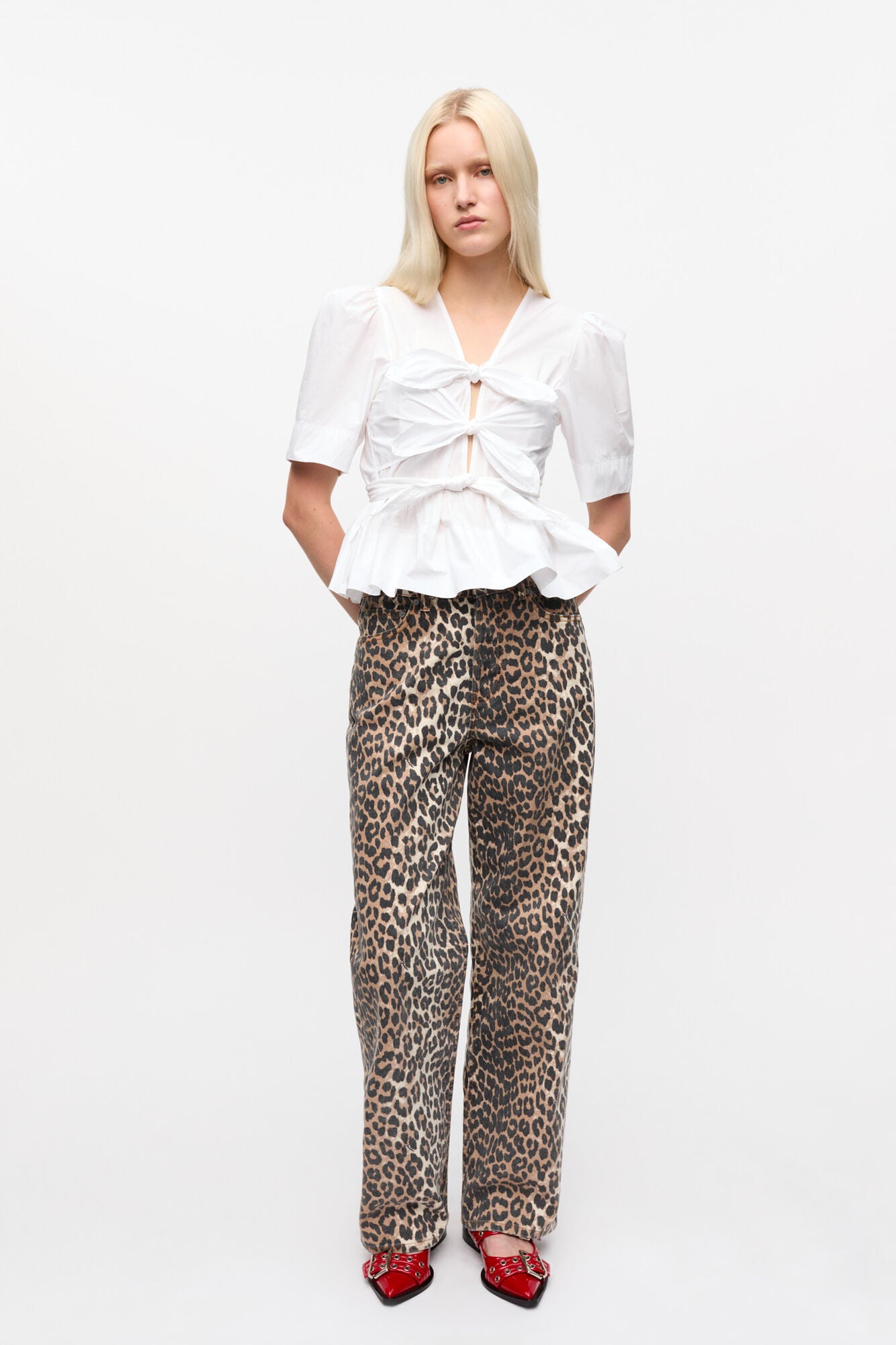 Cotton Tie Strap Blouse