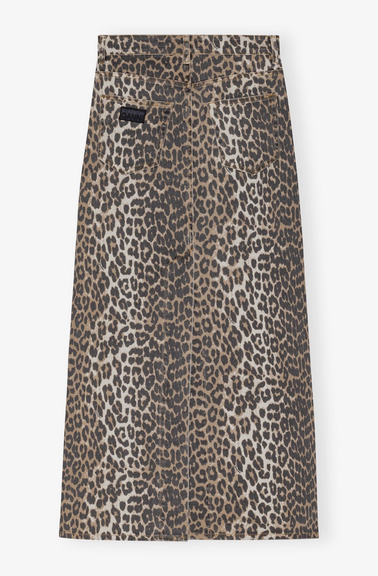 Leopard  Denim Maxi Skirt