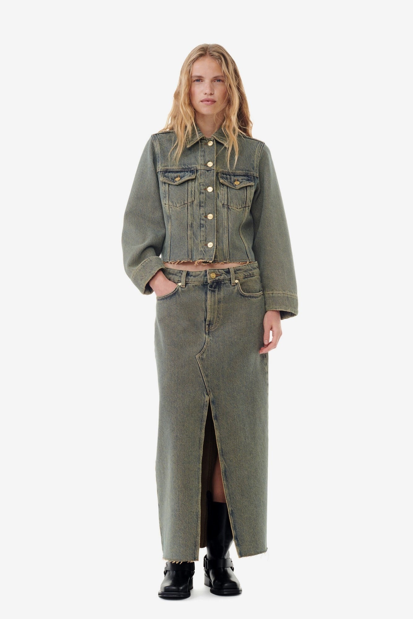 Heavy Denim Maxi Skirt