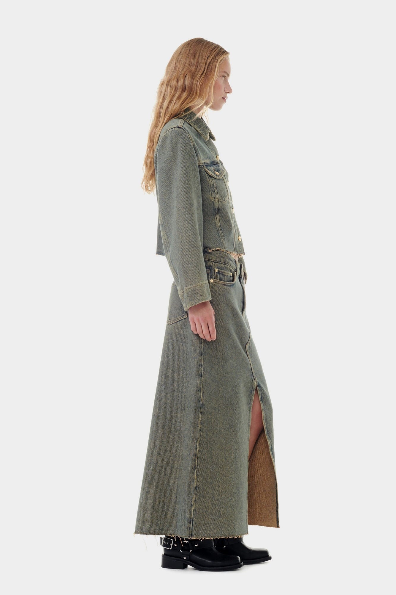 Heavy Denim Maxi Skirt