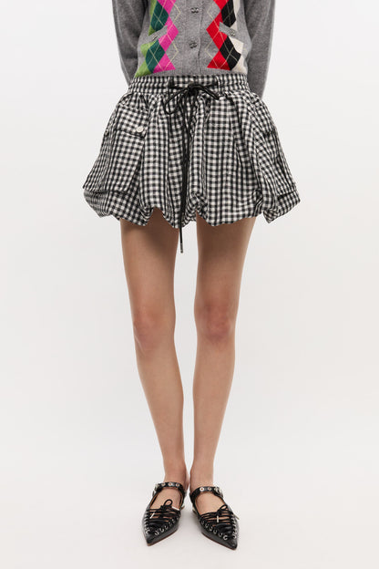 Check Mini Bubble Skirt