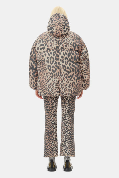 Leopard Midi Puffer Jacket