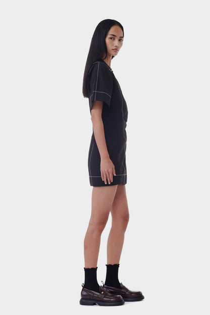 Poplin	Wrap Mini Dress