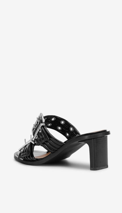 Buckle Heel Mule Sandal