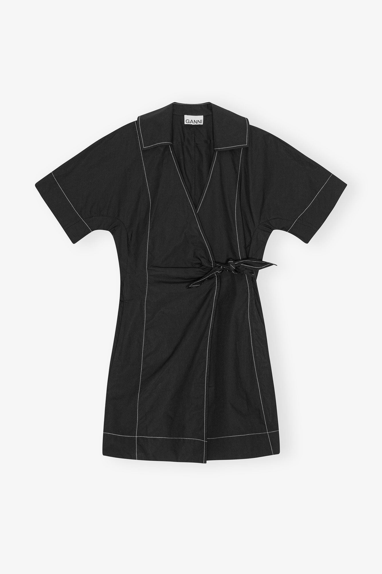 Poplin	Wrap Mini Dress