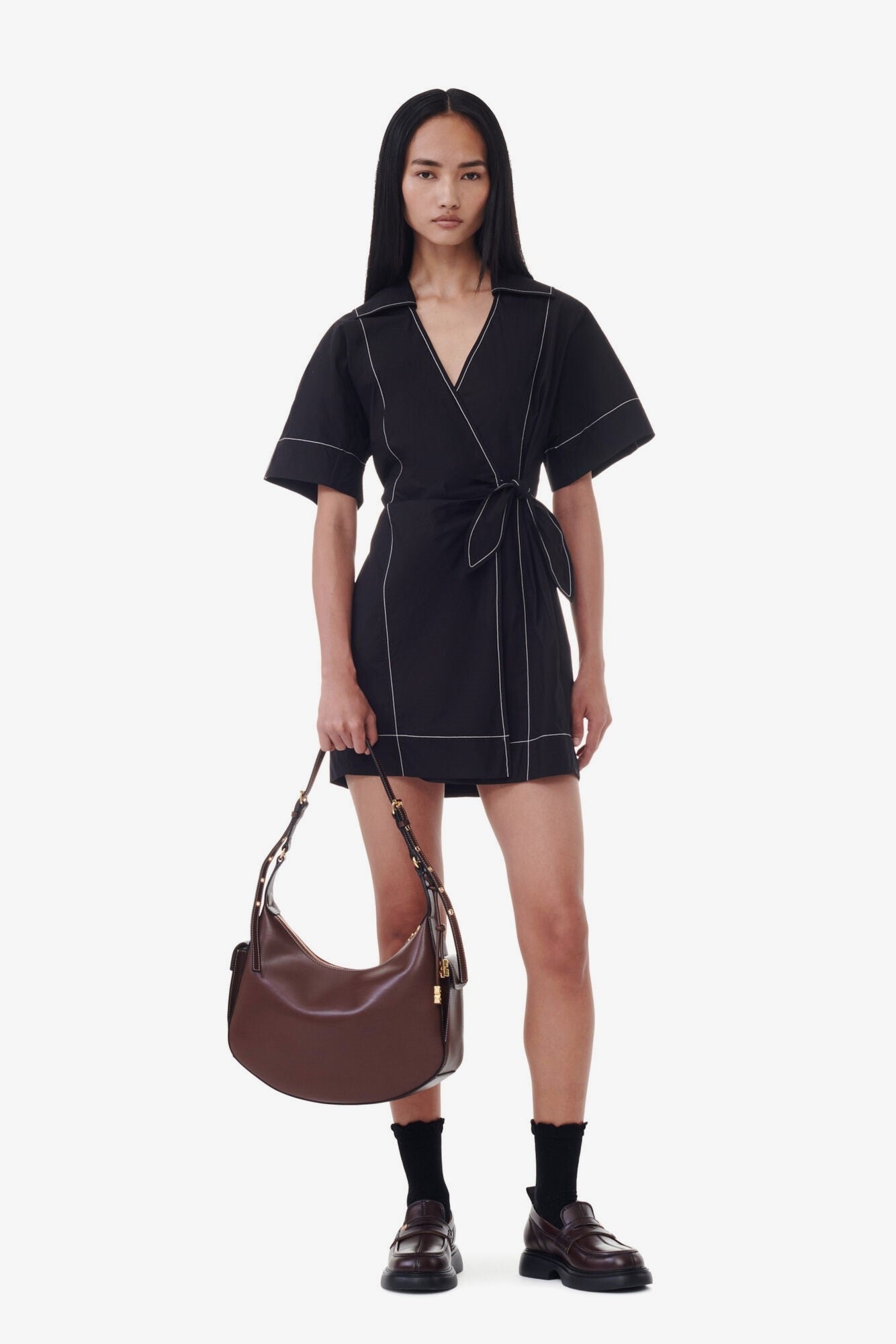 Poplin	Wrap Mini Dress